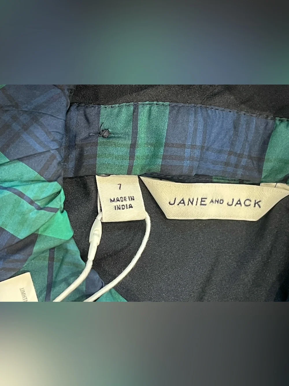 Janie And Jack holiday dress green tartan plaid pattern Girls Size 7 NEW